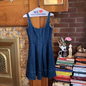 Size 2 STAUD Mini Wells Dress (Shopbop); unworn; fitted bodice/low stretch denim